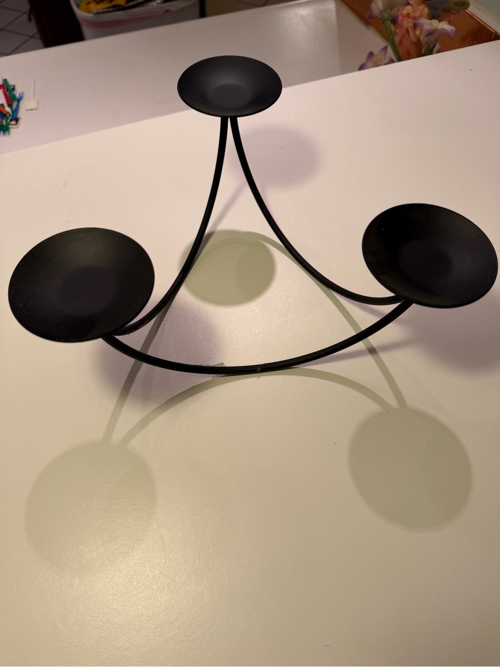Black Metal 3-Tier Candle Holder for Votives or Pillar Candles